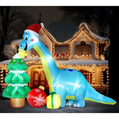 13.6 Ft Long Christmas Inflatable Decorations for Outdoor Yard Lawn Garden Party Featuring Huge Inflatable Dragon Dinosaur with