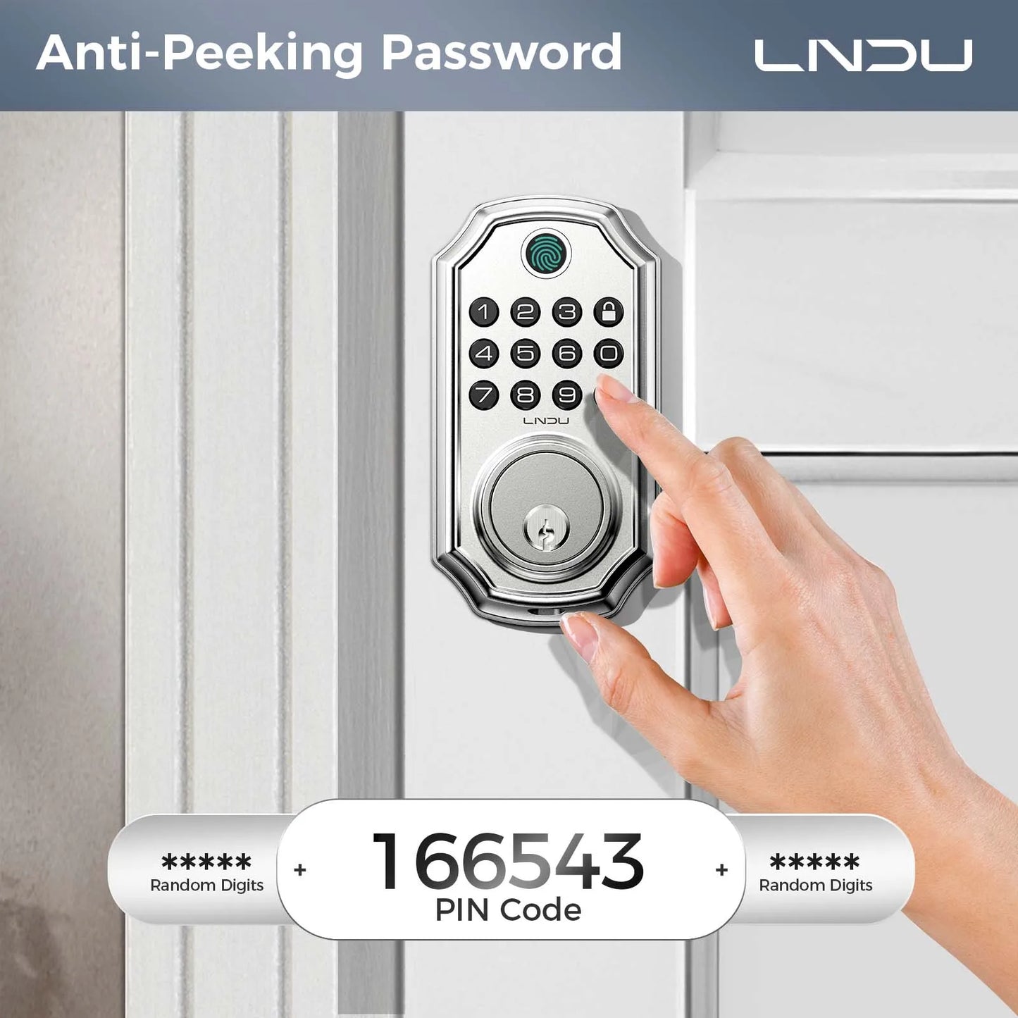 LNDU Smart Door Lock D280L Fingerprint Lock&Keypad Combination Lock All-in-One Intelligent Door Lock Waterproof Door Locks