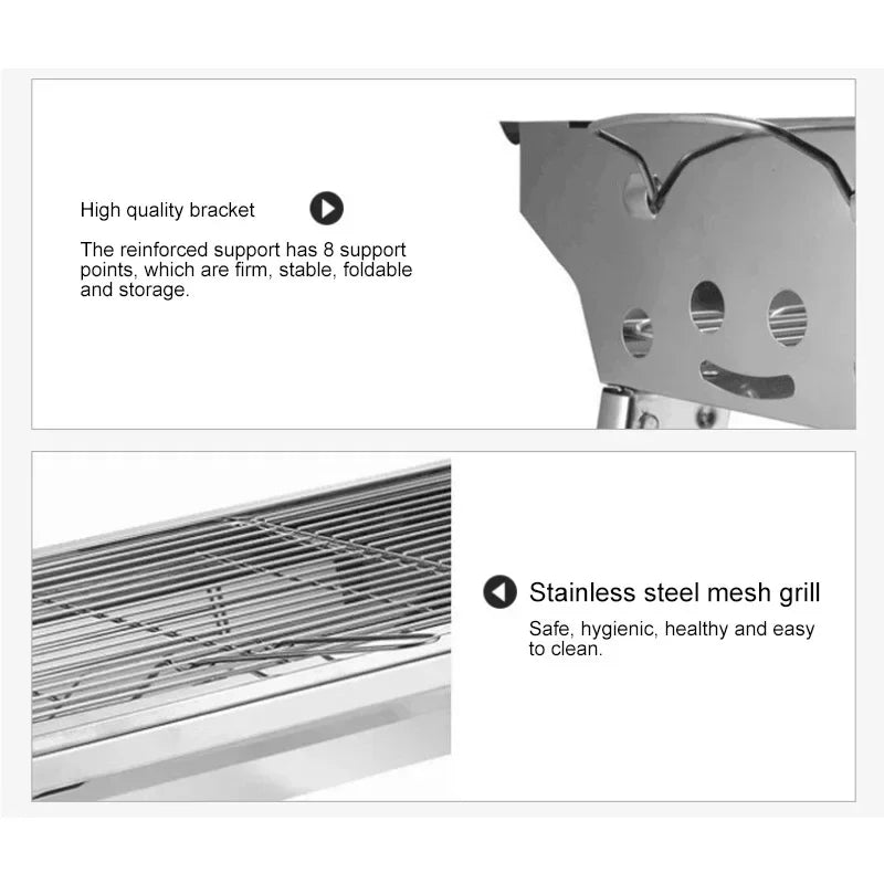 Stainless Steel Charcoal Grill Barbecue Tool Portable Free Installation Handle Folding  BBQ Cooking Grid  For  Park