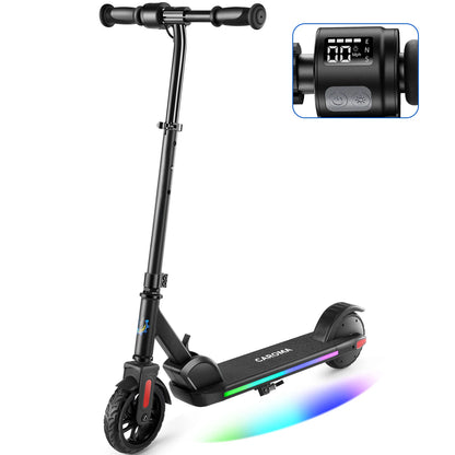 Electric Scooter for Kids Ages 6-14,180WMotor,Colorful Lights,Adjustable Height&Speed,LED Display,Foldable Scooter Idea Gift