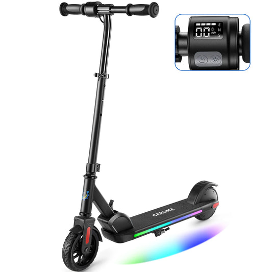 Electric Scooter for Kids Ages 6-14,180WMotor,Colorful Lights,Adjustable Height&Speed,LED Display,Foldable Scooter Idea Gift