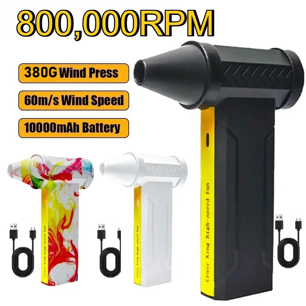 800,000RPM Air Blower Electric Turbo Violent Fan Brushless Motor High-Speed Turbo Jet Fan USB Rechargeable Powerful Dust Blower
