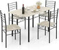 5 Piece Dining Table Set, Kitchen Dining Set with Tempered Glass Table Top and 4 Upholstered Chairs, Dinette Set for 4 for Brea