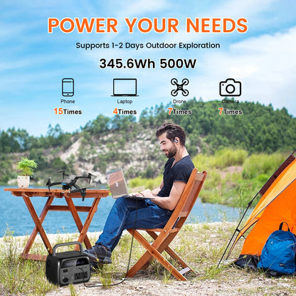 CTOLITY 500W Solar Generator 345Wh Camping Portable Power Station 100W Foldable Solar Panel, UPS Function, For Camping Emergency