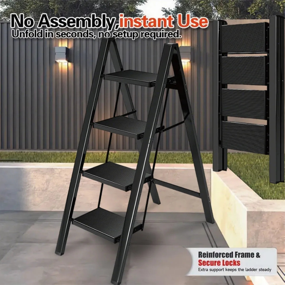 Ladder Folding Step Stool with Extra Wide Treads Portable Lightweight Home Ladder Kitchen Ladder Easy to Store Space Saving Capa