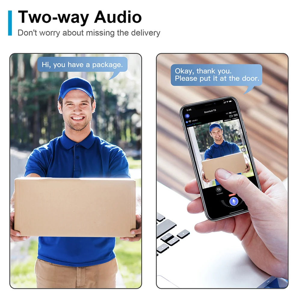 M8 Wifi Smart Visual Doorbell Two-way Intercom Infrared Night Vision Remote Monitoring Security System Wifi Video Door Bell