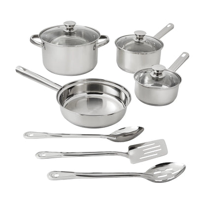 10-Piece Nonstick Stainless Steel Cookware Set for Durability and Style for Everyday Homemaking