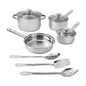 10-Piece Nonstick Stainless Steel Cookware Set for Durability and Style for Everyday Homemaking