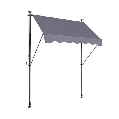 Manual Retractable Awning-118'' Non-Screw Outdoor Sun Shade Cover with UV Protection – 100% Polyester Made Outdoor Canopy Adjust.  Perfect for apartment balconies.