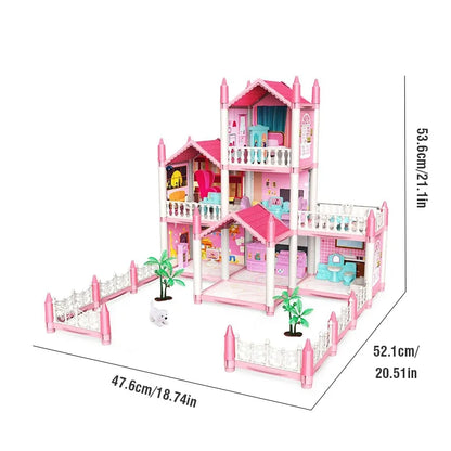 Girl Doll House Toy Children Pretend Play Dollhouse Villa Patchwork Dream Furniture Home Doll House for Kids Christmas Toy Gifts