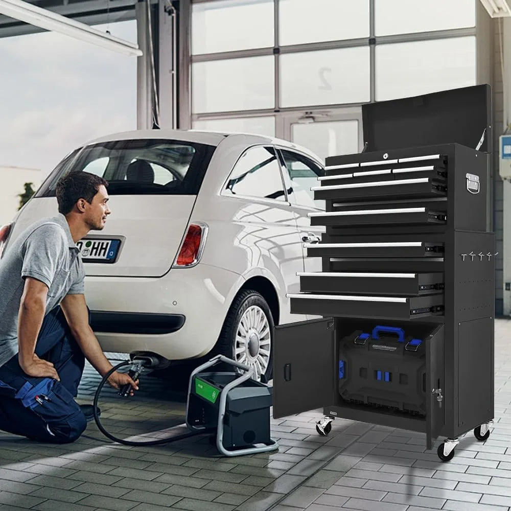 13-Drawer Double Door Rolling Tool Chest, 2 in 1 Detachable Tool Chest,Tool Box with Drawers and Wheels, Large Tool Cabinet