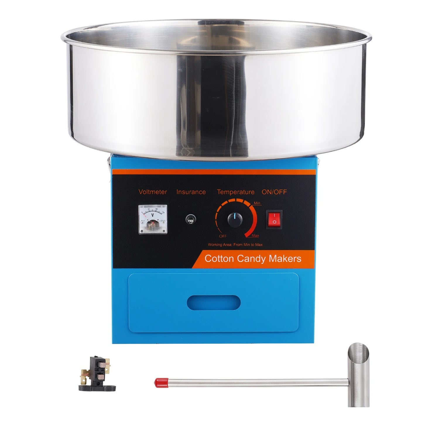 VEVOR Electric Cotton Candy Machine Commercial Floss Maker with Stainless Steel Bowl Sugar Scoop and Drawer for Birthday Party