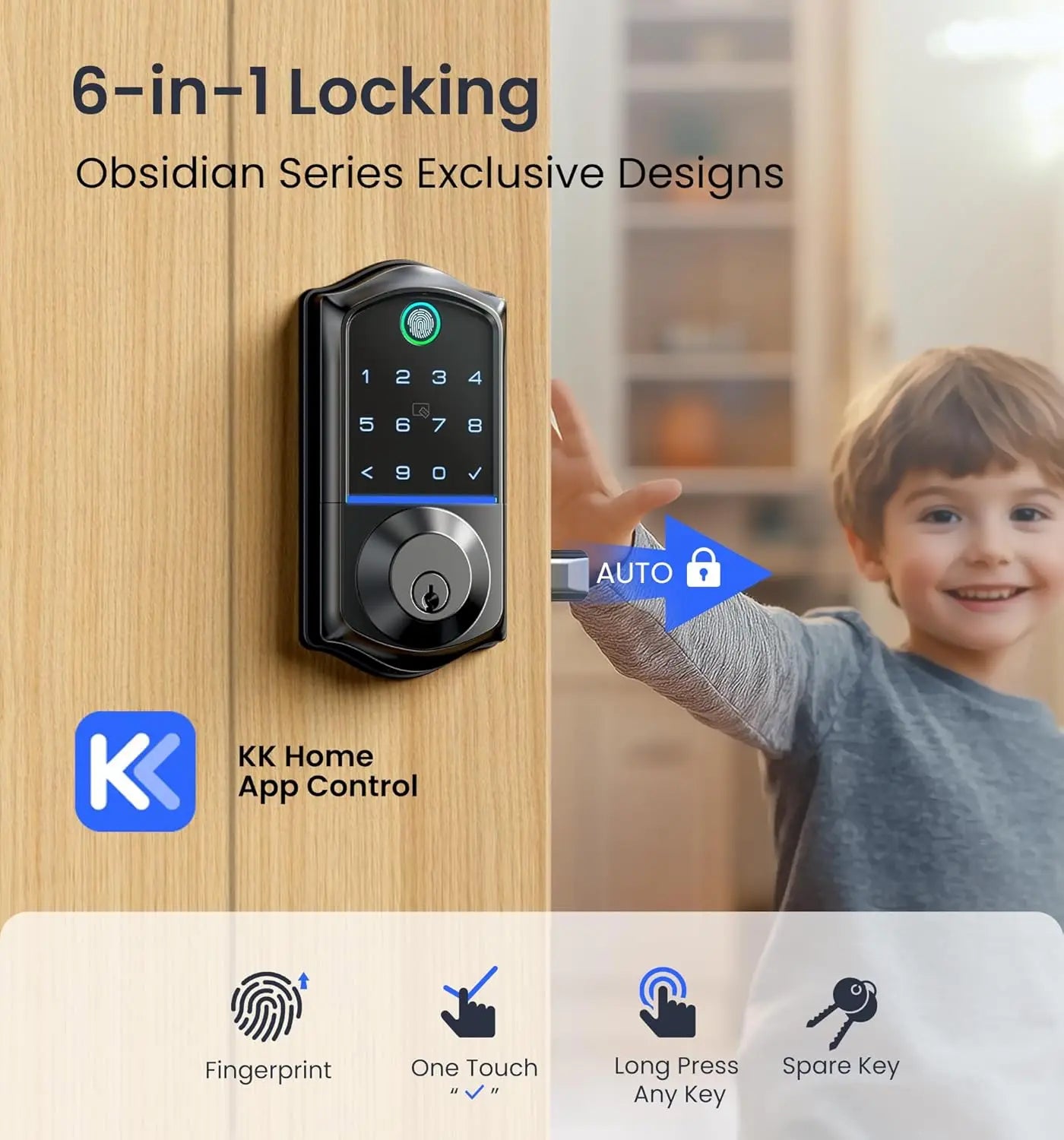 Veise VE07 Fingerprint Smart Door Lock, 7-in-1 Keyless Entry Deadbolt with App Control, Electronic Digital Touchscreen Keypad