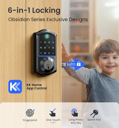 Veise VE07 Fingerprint Smart Door Lock, 7-in-1 Keyless Entry Deadbolt with App Control, Electronic Digital Touchscreen Keypad