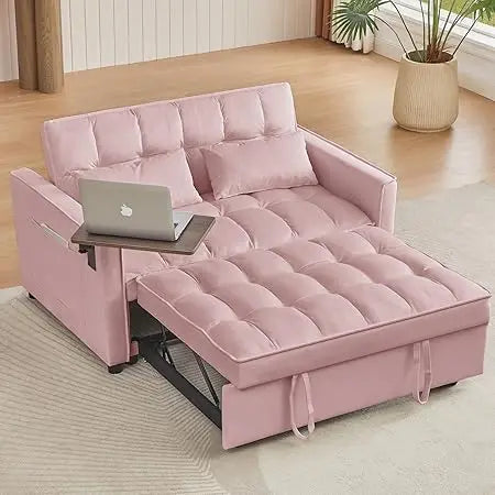 Loveseat, 68.11" Corduroy Sleeper Chair Bed with USB Port, Cup Holders & Side Storage Pockets – 3-in-1 Foldable Sofa Bed for Guest Room