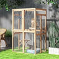 Wooden Outdoor Cat Enclosure with Window Access, Patio Shelter, and Hammock for Indoor Use