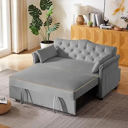 Loveseat, 68.11" Corduroy Sleeper Chair Bed with USB Port, Cup Holders & Side Storage Pockets – 3-in-1 Foldable Sofa Bed for Guest Room