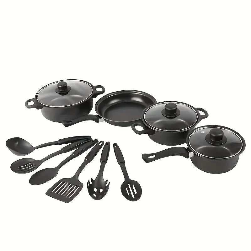 13PCS Nonstick Cookware Set Induction Compatible Pots and Pans with Frying Pan & Utensils for Kitchen and Outdoor Cooking