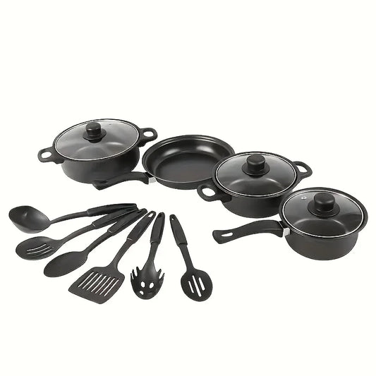 13PCS Nonstick Cookware Set Induction Compatible Pots and Pans with Frying Pan & Utensils for Kitchen and Outdoor Cooking