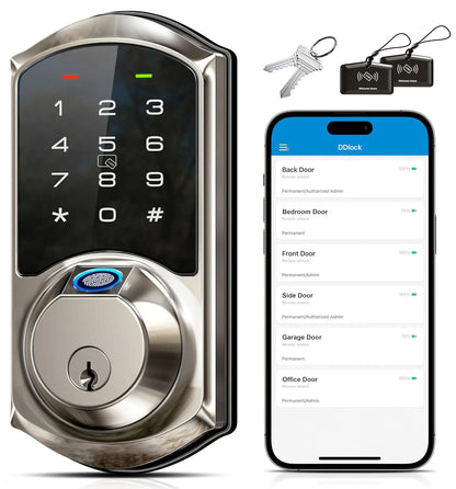 Veise VE07 Fingerprint Smart Door Lock, 7-in-1 Keyless Entry Deadbolt with App Control, Electronic Digital Touchscreen Keypad