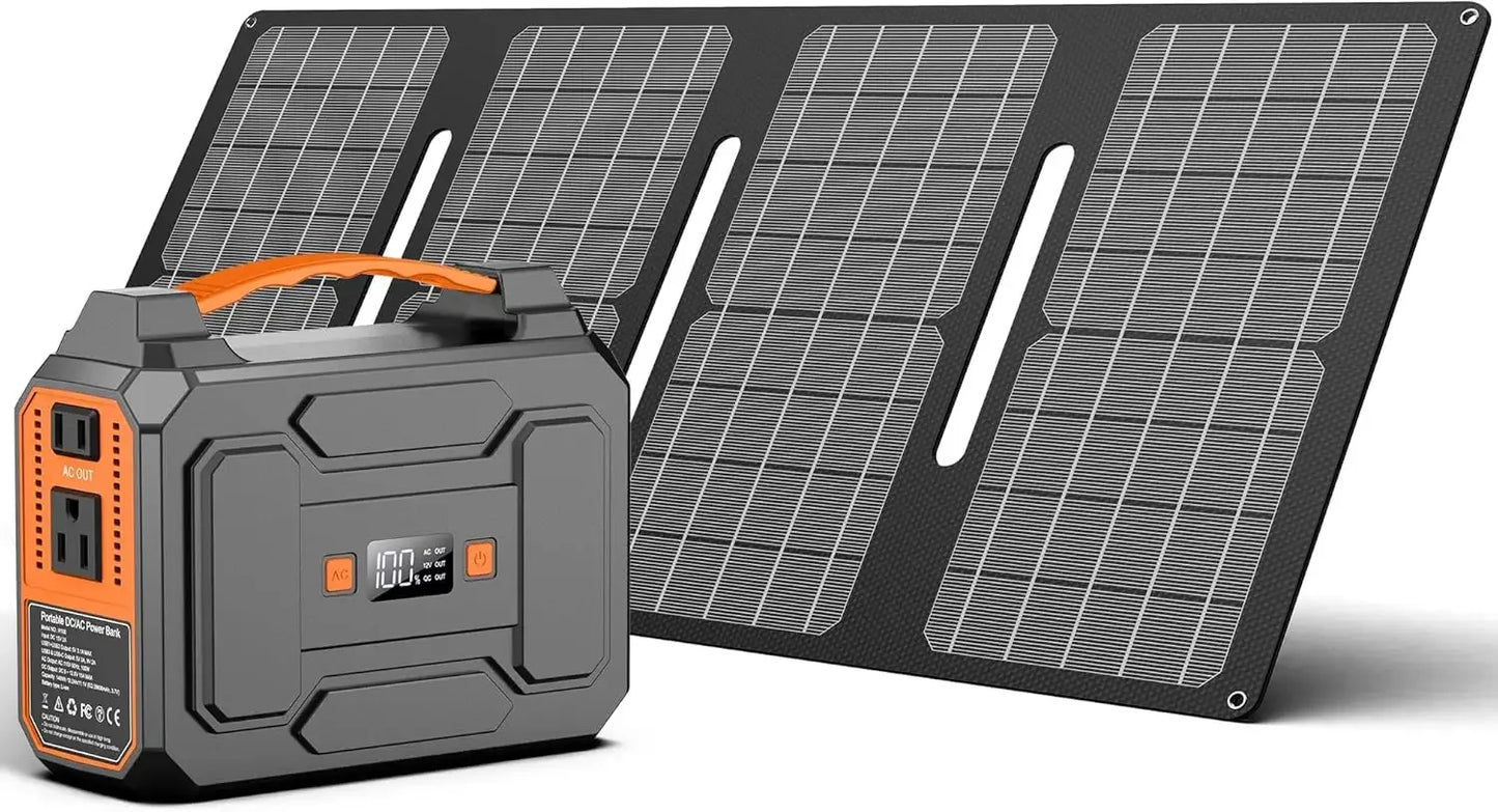 146Wh Off-Grid Solar Generator, 200W Peak with 40W Panel for Camping, Outdoor Adventure, RV & Travel
