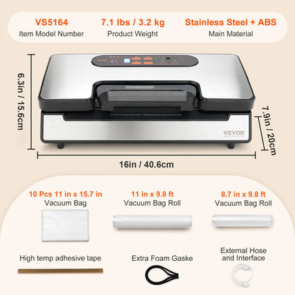 SucceBuy Commercial Vacuum Sealer Machine Multifunction Automatic Food Packaging with Bag Roll Storage Cutter for Home Kitchen