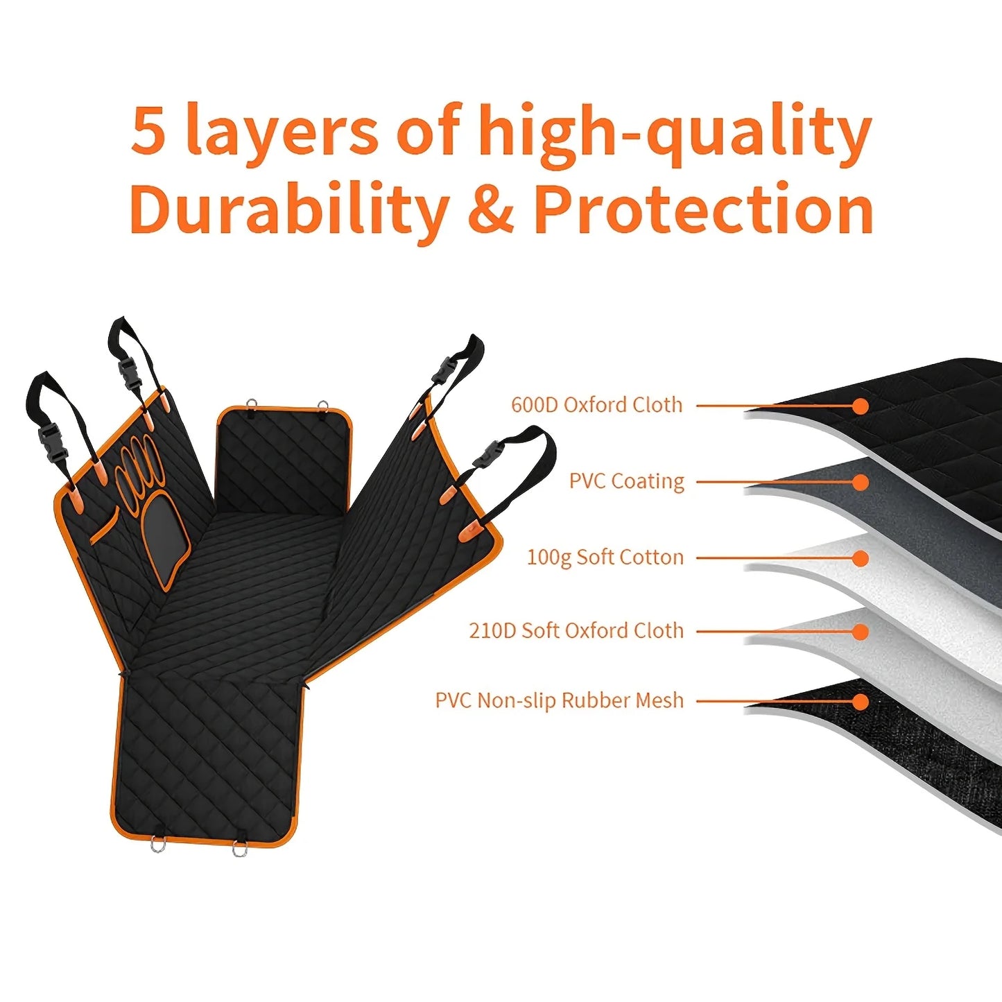 Dog Seat Cover, Pet Dog Seat Cover, Hammock Heavy Duty Scratch Resistant Anti Slip Durable Soft Pet Rear Seat Cover for Cars, keeps fur off vehicle's interior.