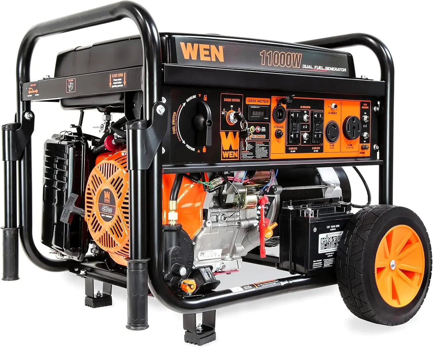 Hot-selling DF1100X 11000-Watt Electric Start Portable Generator with Wheel Kit and CO Shutdown Sensor, Black