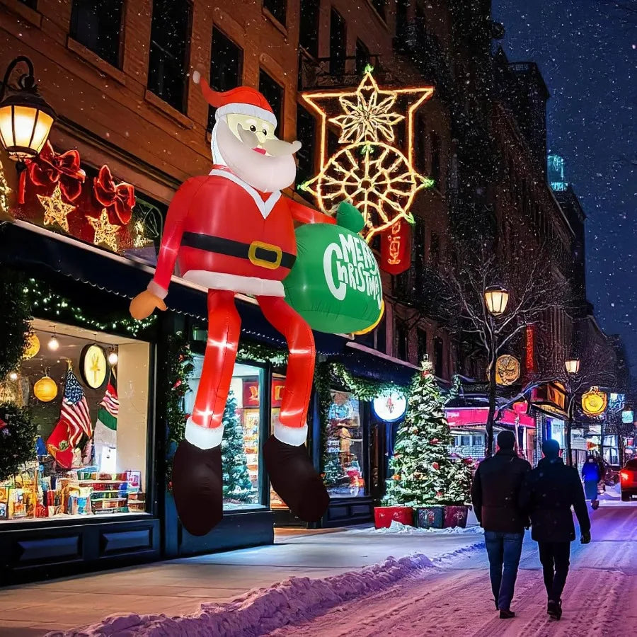 15FT Christmas Inflatable Outdoor Decoration Climbing Santa Giant Christmas Inflatables with LED Lights for Lawn Yard Xmas Deco