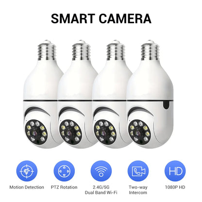 Ease Life APP-Light Bulb Security Cameras Outdoor Wireless WiFi Camera 5GHz, 360 Degree, E27 Light Socket Screw In Securi