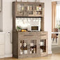 71'' Kitchen Pantry Storage Cabinet with Microwave Stand, Tall Freestanding Hutch Cabinets with Power Outlet, Pantry Cabinets w