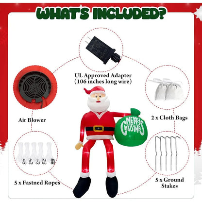 15FT Christmas Inflatable Outdoor Decoration Climbing Santa Giant Christmas Inflatables with LED Lights for Lawn Yard Xmas Deco