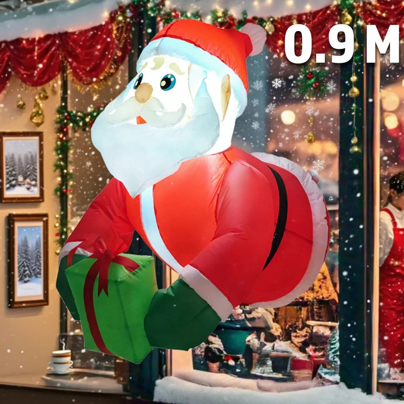 240cm Inflatables Blow Up Gingerbread Man Christmas Outdoor Decoration 2025 Santa Claus Home Yard Garden Party Xmas Decor