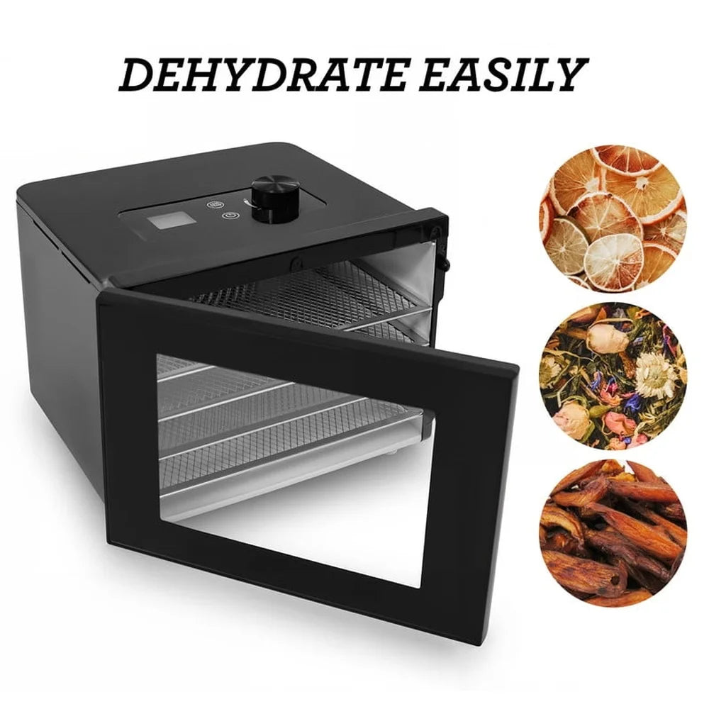 Digital Food Dehydrator with 4 Stainless Steel Trays Programmable Timer Adjustable Temperature Airflow System Fruits Vegetables
