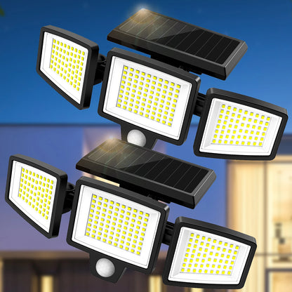 Three-Head Outdoor Solar Light, Motion Sensor Security Light for Porches, Garages, Yard Entrances and Patios