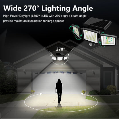 Three-Head Outdoor Solar Light, Motion Sensor Security Light for Porches, Garages, Yard Entrances and Patios
