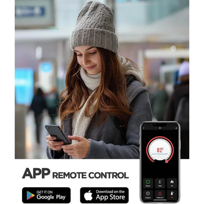 Electric Fireplace Heater for Living Room and Bedroom with Quick Heating Portable Design App and Remote Control 24Inch Corner E