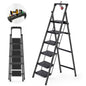 6 Step Ladder Lightweight Foldable Ladder with Non-Slip Wide Pedals Stepladder with Safe Handrail Space Saving for Home