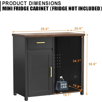 Coffee Bar with Mini Fridge Space Liquor Wine Cabinet Stand for Dorm Kitchen Office 394 Inch Width 209 Depth Modern Storage