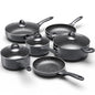 Induction Cookware Pots and Pans Set 10 Piece, BEZIA Dishwasher Safe Nonstick Cooking Pans, Stay-Cool Bakelite Handle