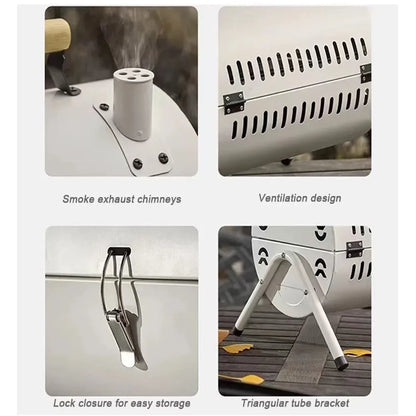 Portable Charcoal Grill Tabletop Outdoor Barbecue Smoker Small BBQ Grill for Outdoor Cooking Backyard Camping Picnics Beach