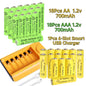 Skywolfeye 30pcs/24pcs/18pcs/12pcs/6pcs AA AAA NiMh 1.2V 700mah Rechargeable Battery Set with 6 Slot Battery Charger