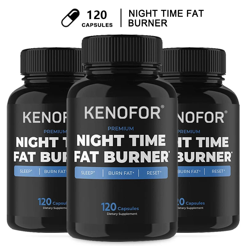 Night Time Fat Burner Supplement for Belly Fat Reduction Metabolic Cleansing Sleep Aid Appetite Suppression Unisex L-Carnitine 60 Capsules