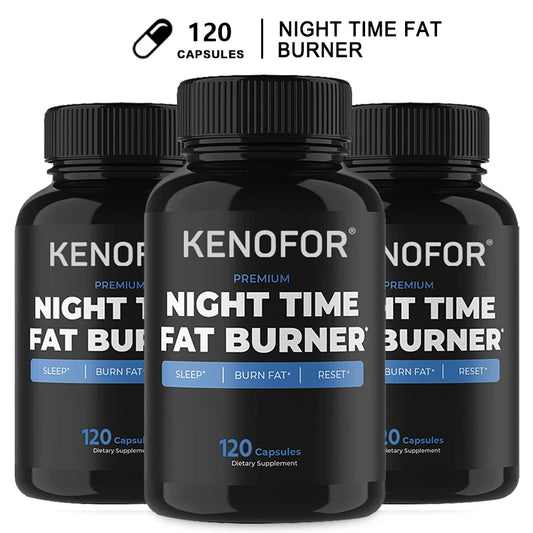 Night Time Fat Burner Supplement for Belly Fat Reduction Metabolic Cleansing Sleep Aid Appetite Suppression Unisex L-Carnitine 60 Capsules