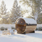 Outdoor Panoramic Barrel Sauna, 4-6 Person Wooden Sauna Room 220V with 6KW Electric Heater and Full Accessories
