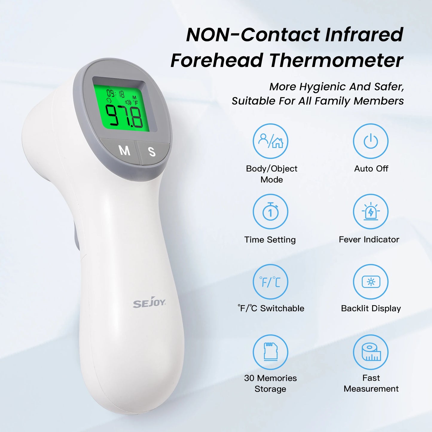 Infrared Digital Thermometer Forehead Ear Body Fever Thermometer  Multi-function Non-contact Temperature Measurement Device