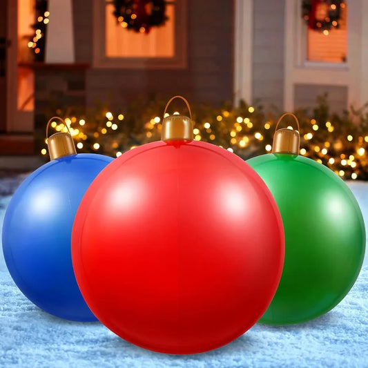 3PCS Outdoor Christmas Decorations Yard Inflatable Christmas Balls for Xmas Winter New Year Holiday Tree Ornaments Lawn Porch I
