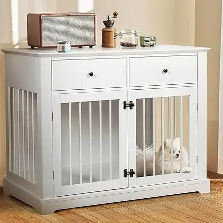 44inch Dog Crate Furniture with Drawers,Wooden Dog Kennel Furniture for Large Breed,End Table Wood Dog House for Indoor use,for