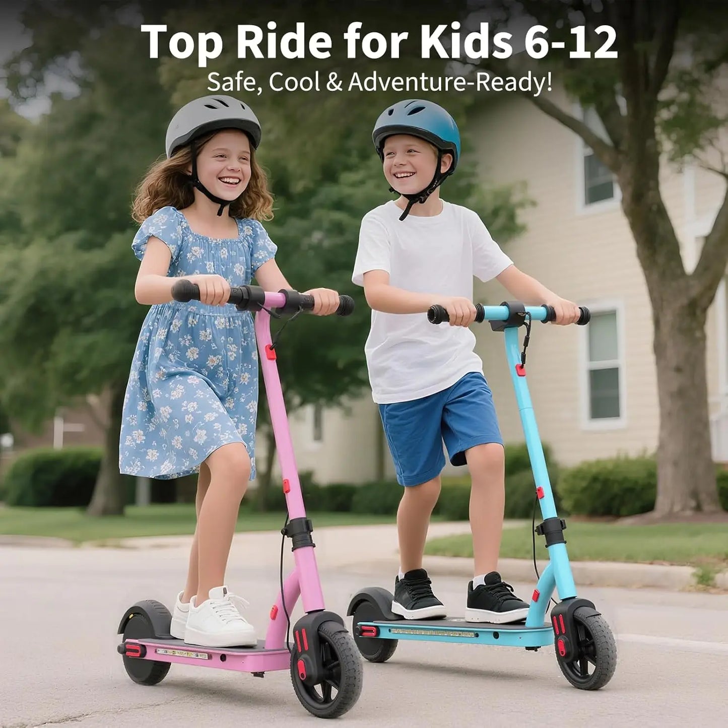 Electric Scooter for Kids Ages 6-12,150W Motor,Colorful Lights,Adjustable Height&Speed,LED Display,Foldable scooter for Kids