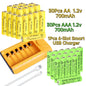 Skywolfeye 30pcs/24pcs/18pcs/12pcs/6pcs AA AAA NiMh 1.2V 700mah Rechargeable Battery Set with 6 Slot Battery Charger
